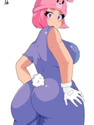 1girls big_ass big_breasts blue_clothing brawl_stars bunny_costume bunny_ears bunny_hat bunny_tail fat_ass gloves hat huge_ass jpeg large_breasts novatouwu penny_(brawl_stars) pink_hair purple_eyes supercell thick_thighs white_background