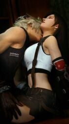 3d big_breasts blender breasts cloud_strife final_fantasy final_fantasy_vii final_fantasy_vii_remake jammybear kissing romantic tifa_lockhart