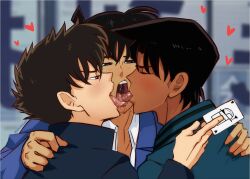 3boys brown_hair cousin cousins detective_conan french_kiss french_kissing gay gay_kissing heiji_hattori incest kaito_kuroba kaitou_kid kissing lilprincyvi male male/male/male male_only men_kissing rivals saliva shinichi_kudo shounen_sunday threesome tms_entertainment tongue tongue_kiss tongue_out trio yaoi