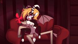 alastor_(hazbin_hotel) animated breast_sucking capy_diem cowgirl_position hazbin_hotel lady_g_valentine male/female nipple_suck nipple_sucking oc original original_character reverse_cowgirl_position straight vivienne_medrano