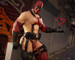 1boy bara bulge deadpool kazuworks male_only marvel muscular muscular_male solo solo_male