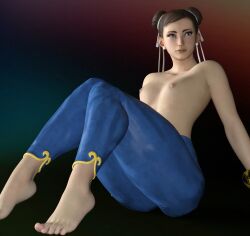 3d barefoot big_thighs capcom chun-li morphz no_shoes sitting small_breasts street_fighter street_fighter_6 topless