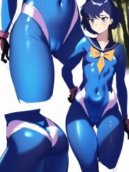 ai_generated ami_mizuno bishoujo_senshi_sailor_moon breast_outline cameltoe cleft_of_venus clothing female flat_chest latex multiple_angles navel navel_outline plugsuit pussy_outline sailor_mercury sailor_senshi shiny_clothes skin_tight skinsuit solo stable_diffusion tagme tight_clothing toned toned_body toned_female