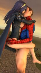 1boy 1girls anal crossover eastern_and_western_character fire_emblem fire_emblem_awakening kissing love loverlassysponk lucina_(fire_emblem) marvel marvel_comics nintendo spider-man spider-man_(series) what