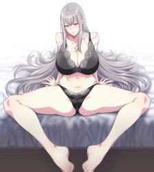 1girls belly belly_button big_breasts breasts huge_ass huge_breasts looking_at_viewer low-angle_view massive_breasts moaning selvaria_bles solo swimsuit thick_thighs valkyria_chronicles zucchini