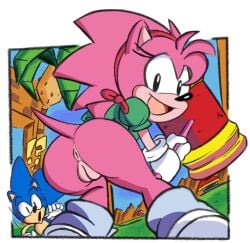 1girls 2020s 2022 20s amy_rose animal_ears anthro anthro_only anthrofied anus ass black_eyes black_nose bottomless bubble_ass bubble_butt butt classic_amy_rose classic_sonic classic_sonic_(universe) clothing digital_drawing_(artwork) digital_media_(artwork) duo eulipotyphlan eyelashes fat_ass fat_butt female female_focus female_only genitals hammer hedgehog hedgehog_girl hi_res humanoid_genitalia humanoid_hands humanoid_pussy humanoid_vagina looking_at_viewer mammal multicolored_fur ninoeros piko_piko_hammer pink_fur pussy round_ass round_butt sega solo solo_female solo_focus sonic_(series) sonic_cd sonic_team sonic_the_hedgehog sonic_the_hedgehog_(series) stashmaster tail tan_fur thick thick_ass thick_butt thick_thighs twitter two_tone_fur vagina video_games weapon wide_hips