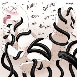 1:1 2022 3_fingers 3_toes albino anthro anus arm_tattoo ass big_tail biped black_tentacles blush bodily_fluids cel_shading crusch_lulu cute_fangs dialogue digitigrade drooling english_text eyelashes fangs feet female fingers flat_chested genital_fluids genitals gradient_background heart hi_res humanoid_hands leg_tattoo lizard lizardman_(overlord) long_neck long_tail lying meow monotone_body motion_lines neck_tattoo nude on_front onomatopoeia open_mouth orange_tattoo overlord_(maruyama) penetration pink_anus pink_pussy pink_tongue pupils pussy pussy_juice raised_tail rear_view red_eyes reptile restrained saliva scalie sex shaded shaking simple_background slit_pupils snout solo sound_effects submissive submissive_anthro submissive_female sweat tail tail_tattoo tapering_tail tattoo tears tears_of_pleasure teeth tentacle tentacle_in_pussy tentacle_penetration tentacle_sex text thick_tail thick_thighs thigh_tattoo three-quarter_view toes tongue tongue_out trembling tribal tribal_tattoo vaginal_penetration vavacung white_body white_pupils