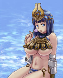 blue_eyes breasts egyptian eleventh flower large_breasts menace queen's_blade short_hair