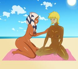 2girls ahsoka_tano alien_girl anoneysnufftan applying_sunscreen barefoot beach blonde_hair blush breasts clone_wars completely_nude completely_nude_female crossover edasbild embarrassed embarrassed_nude_female female female_only humiliation imminent_death imminent_orgasm katnappe killer_lotion lotion massage multiple_girls murder navel nipples nude nude_female ocean oil oiled one_eye_closed orange_skin peril punishment rubbing sand seaside shiny_skin short_hair short_hair_female sitting sky snuff star_wars summer sunbathing sunscreen togruta towel xiaolin_showdown