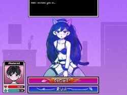 <1_second_video 1boy 1girls animated big_sister blush brother_and_sister cat_ears cat_tail catgirl english_text female female_focus flustered game gameplay_mechanics imminent_incest implied_incest incest inviting lingerie little_brother loop male mari_(omori) mob_face no_sound older_sister omori omori_(character) short_playtime solo_focus text text_box tomthefool video younger_brother