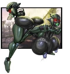 assaultron big_ass big_breasts curvy fallout fellatio huge_breasts large_breasts nolollygagging robot robot_girl robot_humanoid