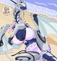 1girls alternate_costume anthro anthro_only beach bikini blush corrin_(fire_emblem) corrin_(fire_emblem)_(female) dragon dragon_girl female female_dragon female_only fire_emblem fire_emblem_fates fire_emblem_heroes hey_ho_system huge_breasts nintendo official_alternate_costume scalie scalie_female solo solo_female swimsuit transformation white_bikini white_swimsuit wings