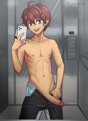 1boy boner camp_buddy elevator elevator_door gay long_penis nsfw pants_down penis_out pulling_pants_down seto shintaro_'seto'_aihara snap snapchat topless vyjalanas yaoi