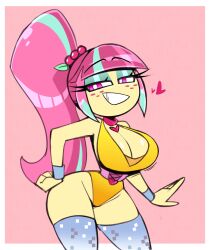 1girls big_breasts breasts cleavage equestria_girls female female_only freckles friendship_is_magic hasbro large_breasts my_little_pony nelljoestar ponytail solo solo_female sour_sweet sour_sweet_(eg) tagme