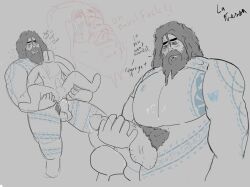 chubby chubby_male fat_belly fat_man gay gay_sex god_of_war god_of_war_ragnarok male size_difference thor_(god_of_war)