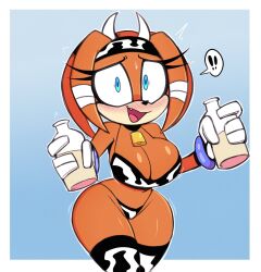 1girls 2d anthro bell_collar blush cow_print female female_only furry furry_female furry_only looking_at_viewer milk milk_bottle mobian mobian_(species) mobian_echidna nelljoestar sega sonic_(series) sonic_adventure sonic_the_hedgehog_(series) tagme tikal_the_echidna underwear