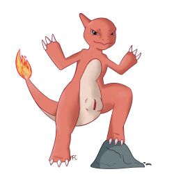 absurd_res charmeleon dramatic_lighting female feral generation_1_pokemon hi_res nintendo pokefancompletionist pokemon pokemon_(species) rock solo