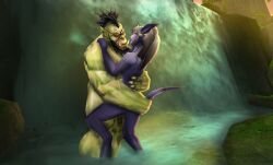 1boy 1girls blizzard_entertainment draenei green_penis green_skin grok hugging interspecies lakuu orc orc_(warcraft) orc_male orced original_character penis purple_skin rexxcraft warcraft white_hair world_of_warcraft