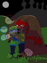 2boys crustytoezzzz incest leonardo_(tmnt) outdoors raphael_(tmnt) rise_of_the_teenage_mutant_ninja_turtles tagme text werewolf yaoi