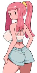 1girls 2023 adventure_time ass black_eyes boobs_and_butt_pose booty_shorts breasts cartoon_network female female_only looking_back looking_over_shoulder mob_face pink_body pink_hair pink_skin princess_bubblegum shorts solo thighs y_agc yuta_agc