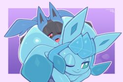 2023 2boys anal anthro anthrofied artist_name ass bent_over big_butt black_body black_fur black_inner_ear black_nose blue_body blue_eyes blue_fur blue_inner_ear bodily_fluids border butt_from_the_front cute_fangs digital_media_(artwork) duo eeveelution face_in_ass fingers frumples fur gay generation_4_pokemon glaceon glistening glistening_body glistening_eyes hand_on_butt hand_spike head_between_cheeks huge_butt licking looking_pleasured lucario male male/male multicolored_body multicolored_fur nintendo nude one_eye_closed one_eye_half-closed open_mouth oral outline pokemon pokemon_(species) pokemorph pupils purple_background purple_border purple_outline red_eyes rimming saliva saliva_on_tongue sex simple_background smile sweat tongue tongue_out two_tone_body two_tone_fur white_pupils