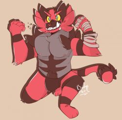 anthro balls bandages bulge felid feline furry incineroar knightferret male male_only penis pokemon pokemon_(species) solo solo_male