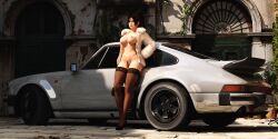 3d big_breasts breasts busty car coat earrings fatal_fury female female_focus female_only full_body fur_coat glasses high_heels hourglass_figure king_of_fighters large_breasts mai_shiranui naked_footwear naked_heels naked_stockings naked_thighhighs navel necklace nude nude_female nudity nylons pinup pinup_pose ponytail porsche porsche_911 pose posing pubes pubic_hair pussy skyarsenic snk stockings tagme thighhighs trimmed_pubic_hair vagina wide_hips