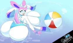 ass beach_ball big_ass big_breasts bikini breasts eeveelution female huge_ass huge_breasts hyper_ass nintendo pokémon_(species) pokemon pokemon_(species) sylveon thiccbuns thick_thighs video_games wide_hips wilsonbunnycake