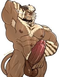 absurd_res felid final_fantasy final_fantasy_xiv hi_res hrothgar male male_only mammal michopanq muscular muscular_male pecs solo square_enix