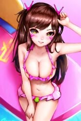 ai_generated alternate_age alternate_breast_size bikini cleavage cute d.va large_breasts long_hair overwatch