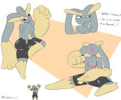 abs breast_grab castinly female female_focus female_only furry furry_only fusion lopunny machamp masturbation pokémon_(species) pokemon pokemon_(species) ripped_clothing small_breasts thick_thighs