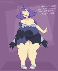 1girls 2023 acerola_(pokemon) closed_eyes english_text fat fat_female fat_girl fat_woman fatty female female_only maniacalfork open_mouth pokemon pokemon_sm solo