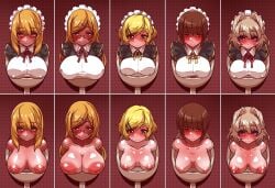 5girls big_breasts blonde_hair blue_eyes blush brown_hair cixous_(overlord) cum_dump expressionless female female_only fith_(overlord) foire_(overlord) glasses humiliation increment_(overlord) inverted_nipples light-skinned_female long_hair lumiere_(overlord) maid maid_headdress maid_uniform meat_toilet medium_breasts multiple_girls nude overlord_(maruyama) public_humiliation public_nudity public_restroom public_use short_hair small_breasts smile stuck stuck_in_urinal stuck_in_wall toilet urinal wanaata