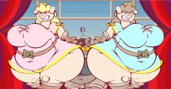 2girls 2girls1boy anthro ass belly black_hair blonde_hair blue_eyes boar breast brown_fur brown_hair chubby chubby_female crown fat female female_focus furry grey_eyes hips japanese_boar_boy large_ass large_breasts larger_female obese pig princess princess_piggy princess_player_two red_eyes smaller_male smile smiling stomach thick_thighs thighs virus-20 wide_hips x3