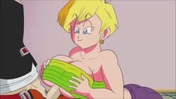 1boy 1boy1girl 1girls 2d animated between_breasts blonde_hair blue_eyes cum cum_on_breasts dragon_ball dragon_ball_z erasa female funsexydragonball human humanoid hybrid light-skinned_female light_skin lowres male male_moaning mp4 outercourse paizuri paizuri_under_clothes saiyan short_hair shounen_jump son_gohan sound straight titfuck tits video