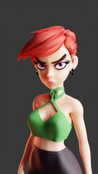 3d blender blenderknight clothing female human leggings pale_skin red_hair smooth_skin solo_female the_fairly_oddparents vicky_(fairly_odd_parents) yoga_pants