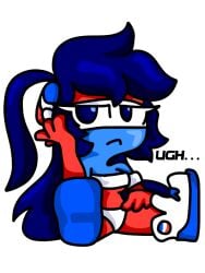 big_breasts big_hair blue_body blue_eyes blue_hair blue_skin boobs breasts female female_only giant_breasts gloves long_gloves long_hair massive_breasts no_bra no_panties pepsi pepsi-chan pepsi_addict pepsiwoman ponytail pose posing red_gloves rule_63