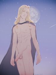 1boy adams_apple adonis_belt alucard_(castlevania) artist_name average_sized_penis balls ballsack belly_button bishonen blonde blonde_hair_male cape cape_only castlevania castlevania_(netflix) collarbone dhampir fangs flowing_clothing foreskin full_color full_moon human human_only intact light-skinned_male light_skin long_foreskin long_hair_male male male_nipples male_only mostly_nude mostly_nude_male night_sky nude_male nudity penis pinkcatnipart practically_nude scrotum semi-erect shaved_crotch sketch smooth_skinned_male solo standing_up stars teeth_showing testicles tilting_head uncensored uncensored_penis uncut unretracted_foreskin vampire veiny_penis yellow_eyes