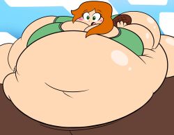 1girls alex_(minecraft) big_breasts blush fat flabby_arms freckles gigantic_ass grabbing_belly huge_belly kinkofthel love_handles minecraft mojang morbidly_obese morbidly_obese_female obese ssbbw steak wide_hips