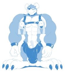 2018 abs anthro anti_dev balls_outline barely_contained barely_contained_penis big_biceps big_feet big_nipples big_pecs big_penis blue_and_white bulge claws clothing collar detailed_bulge feet genital_outline genitals harness hi_res huge_cock huge_feet huge_nipples hyper hyper_genitalia hyper_penis jim_rat lock looking_at_viewer male mammal monochrome murid murine muscular muscular_anthro muscular_male naughty_face naughty_smile navel nipple_piercing nipples padlock padlock_piercing pecs penis penis_base penis_outline piercing rat rodent simple_background solo standing thong toe_claws underwear vein veiny_penis white_background wristband