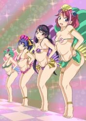 4girls animated ass barefoot blue_hair breasts cameltoe dancing female female_only green_hair hiiragi_yuzu kurosaki_ruri kurosaki_shun medium_breasts multiple_girls pink_hair purple_hair rin_(yu-gi-oh!_arc-v) serena_(yu-gi-oh!_arc-v) tight_clothing yu-gi-oh! yu-gi-oh!_arc-v zuzu_boyle