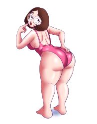 1girls ass ass_focus big_glasses bob_cut breasts butt family_guy fat_ass female_only finger_on_lip glasses hand_on_hip highleg_swimsuit klassyarts_(artist) lips looking_back meg_griffin one-piece_swimsuit oops pink_swimsuit posing presenting_hindquarters rear_view round_glasses sticking_ass_out swimsuit