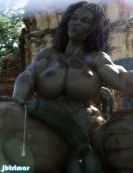 1futa 3d abs balls big_penis black_hair breasts cum_drip erection futa_only futanari green_skin guska_azzakari jbtrimar muscular muscular_arms muscular_futanari muscular_legs orc orc_futanari penis tagme tusks