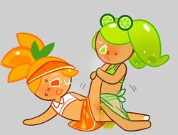 2girls artist_request bikini blush blushing clothed_sex cookie_run cookie_run_ovenbreak exposed_pussy female female_only green_eyes green_hair hair_accessory holding_another's_leg holding_legs leg_up lesbian_sex lime_cookie one_eye_closed one_leg_up orange_cookie orange_eyes orange_hair pussy pussy_ejaculation pussy_juice pussy_juice_drip raised_leg scissoring shirt_up skirt sweat sweatdrop sweating tagme tennis tennis_uniform vagina vaginal_juices vaginal_masturbation vaginal_sex wholesome yuri