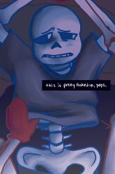 blush brother/brother brothers dubious_consent english_text gay incest looking_away male male_only male_pov papyrus pov questionable_consent sans skeleton solo_focus text undertale undertale_(series) unseen_male_face