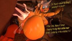 1boy 1girls 3d 3d_(artwork) anal anal_sex anus big_breasts breasts cum cum_in_ass cum_inside dialogue female feral five_nights_at_freddy's five_nights_at_freddy's_2 horse horsecock lovetaste_chica male pussy quadruped tagme text thexxmixx toy_chica_(fnaf) toy_chica_(love_taste) zoophilia