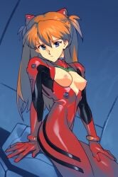 asuka_langley_sohryu bare_breasts blue_eyes bodysuit breasts breasts_out cleavage_cutout cockpit entry_plug functionally_nude neon_genesis_evangelion nipples optionaltypo orange_hair partially_nude pilot_suit plugsuit solo staring_at_viewer twintails vhfd