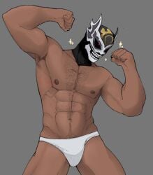 1boy abs arms_up biceps gay luchador_reaper male_focus male_only muscular muscular_male overwatch overwatch_2 overwatch_league pecs reaper underwear white_underwear