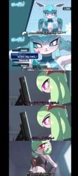 anthro breasts crossdressing drunkoak femboy furry gardevoir gardevoir_dad_(drunkoak) glaceon humanoid idol kirlia male_with_breasts nintendo pokémon_(species) pokemon pokemon_(species) text