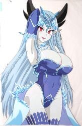 1girls 2022 alien alien_girl alternate_breast_size aqua_hair big_ass big_breasts big_butt blue_boots blue_dress blue_gloves blue_hair blue_thighhighs blush breasts crown eis_monstrum female female_focus female_only gray_body grey_skin hand_behind_head hasamimushi hi_res high_heels horn horns huge_breasts large_ass large_breasts large_ears leotard long_boots long_ears long_gloves metal_slug metal_slug_attack milf nipple_outline nipples nipples_outside open_mouth pink_nipples red_eyes seductive snk thick_thighs thighhighs traditional_media_(artwork)